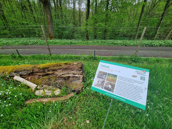 Schild auf der Wiese