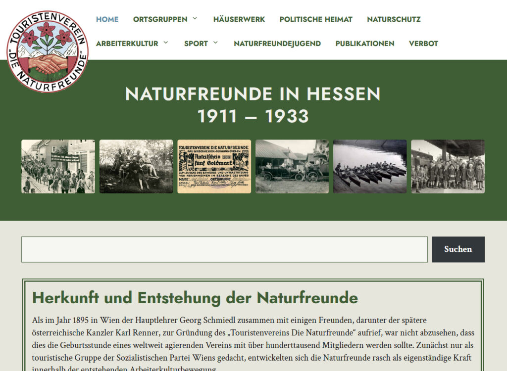 Startseite der NaturFreunde Hessen Historie